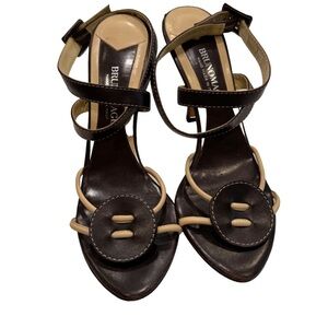 Bruno Magli high heel sandals brown leather ankle strap women’s size 8.5